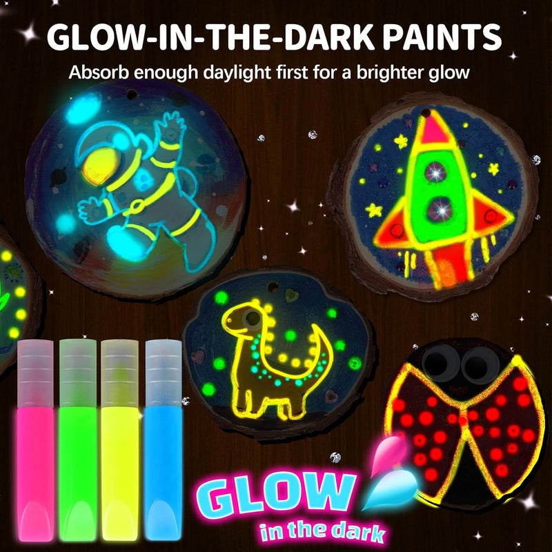 EPUMP Wood Painting Kit for Girls 8-12: Glow in The Dark Wood Arts and Crafts Supplies Kit for Kids 6-8 - Creative Paint Drawing Toys Easter Christmas Gifts for 6 7 8 9 10 11 12 Year Old - Image 4